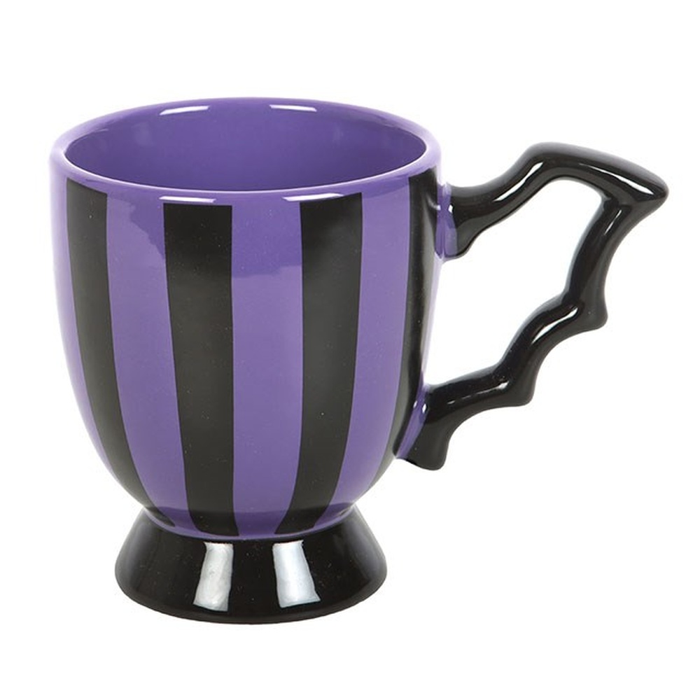 Something Different - Purple Striped Bat Wing Teacup Teetasse - Lila/Schwarz